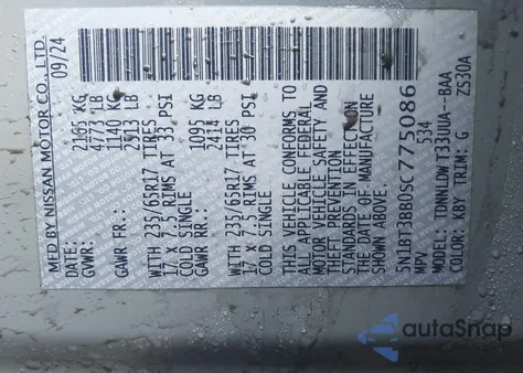 2025 Nissan Rogue Rock Creek from USA, damaged, VIN 5N1BT3BB0SC775086